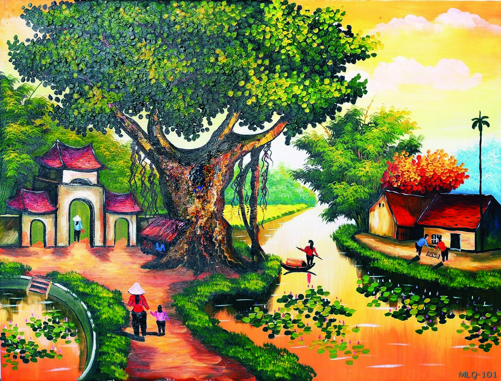 Phong cảnh làng quê - sơn dầu MLQ-101